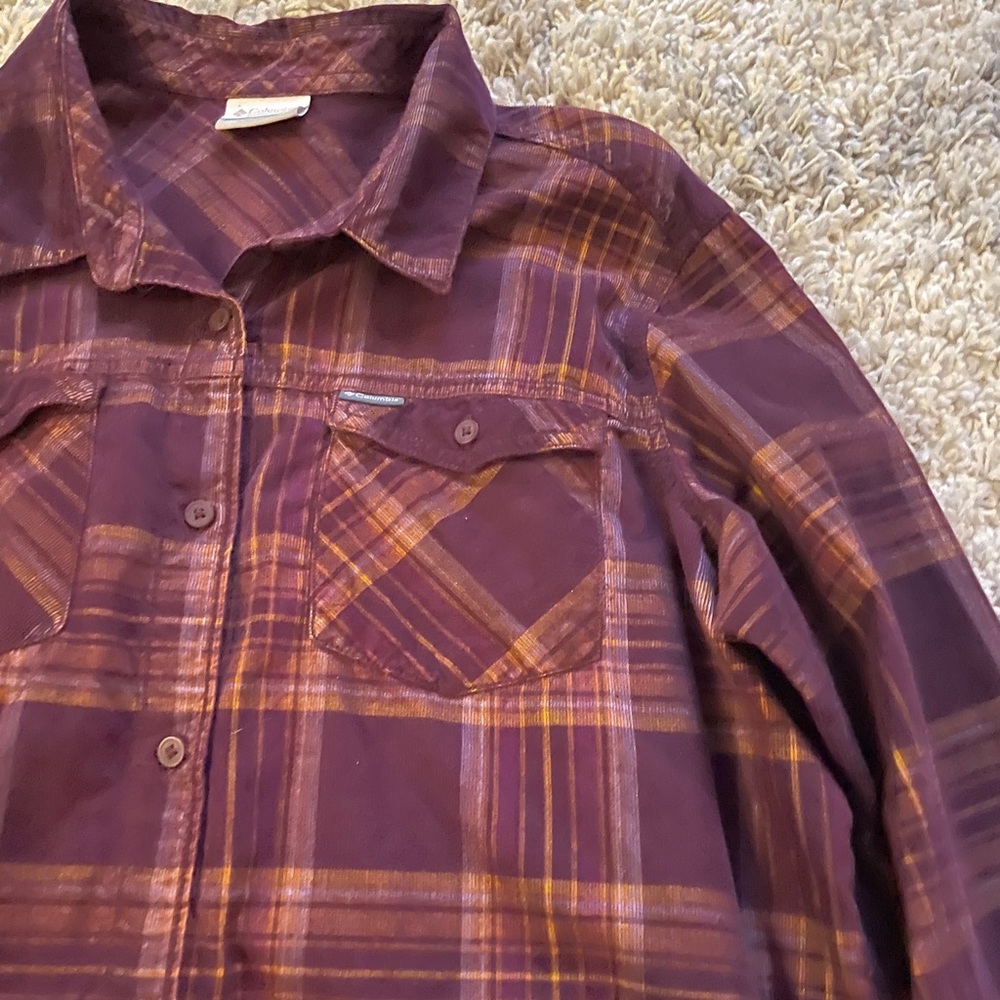 Columbia Burgundy and Orange Plaid Shirt size XL‎ - Picture 5 of 10